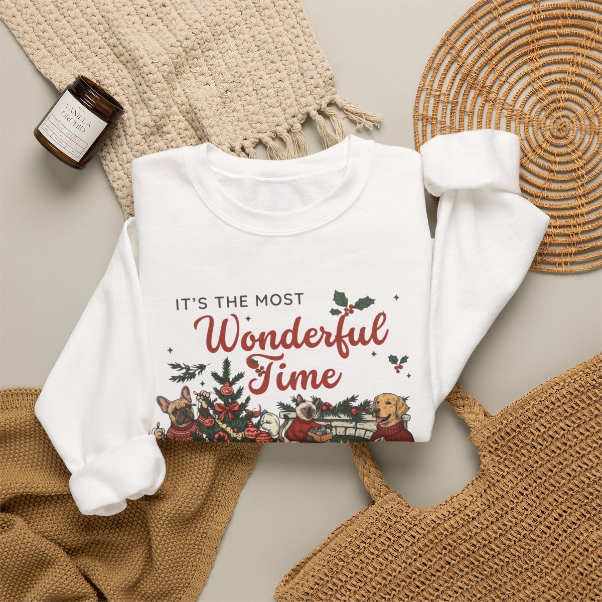 Cute Christmas Pet Sweatshirt for Dog & Cat Lovers Detail
