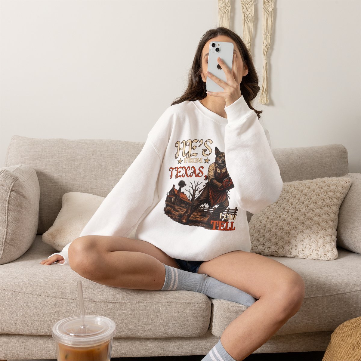 Funny Texas Dog Chainsaw Graphic Sweatshirt for Pet Lovers Detail