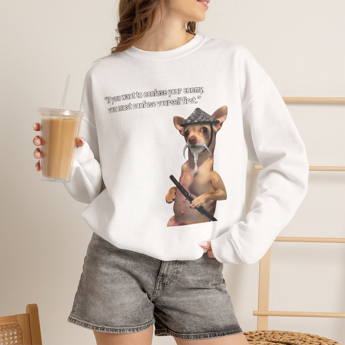 8xbun0.jpg Funny Dog Sensei Unisex Sweatshirt Cute Pet Lover Apparel Gift White