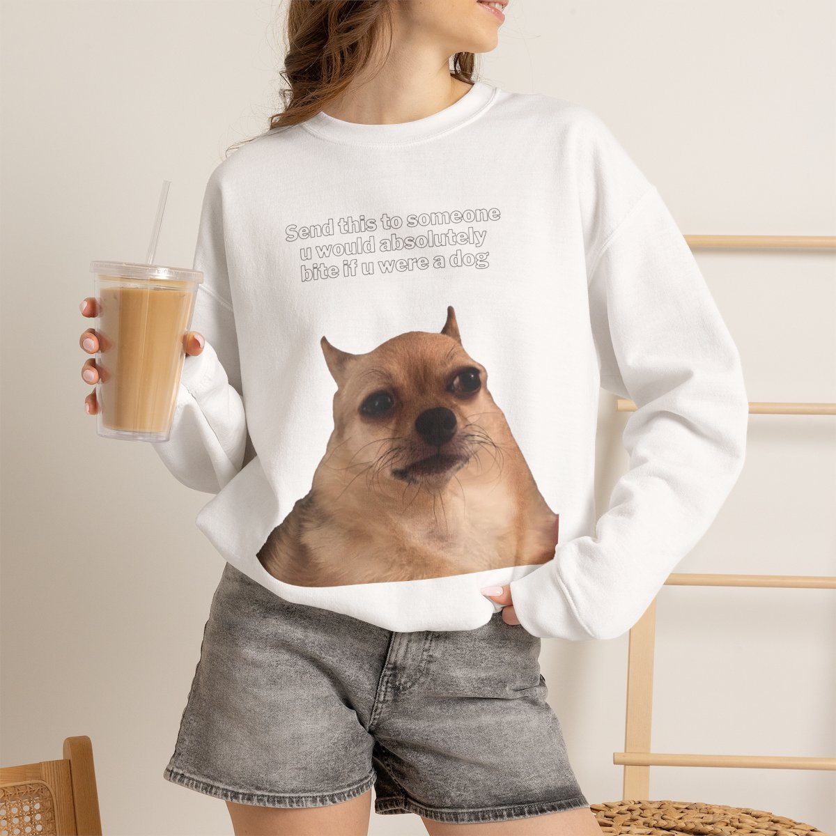Funny Dog Meme Unisex Sweatshirt for Pet Lovers White