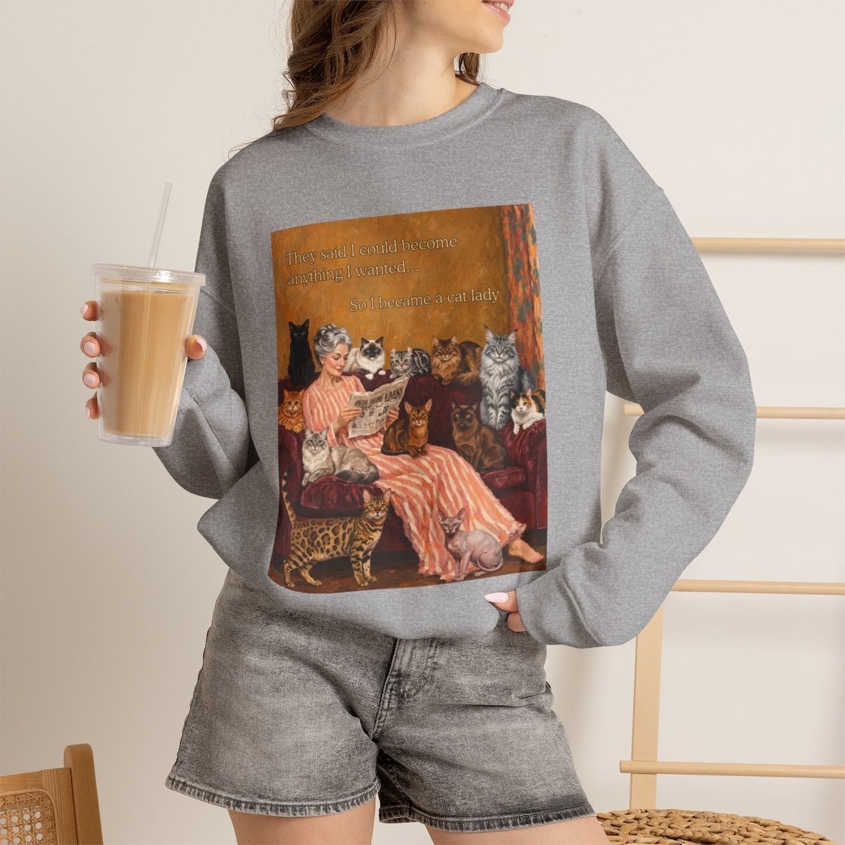 g5u6kr-1.jpg Funny Cat Lady Sweatshirt for Pet Lovers Sport Grey