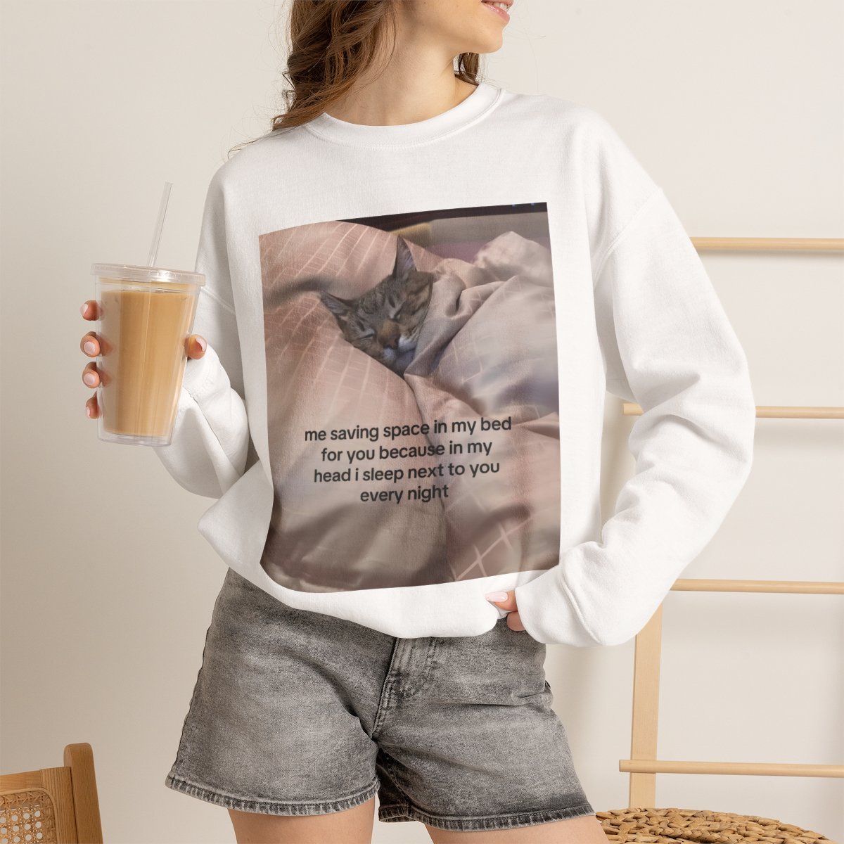 Cozy Cat Lover Sweatshirt | Cute Pet Themed Unisex Hoodie Gift White