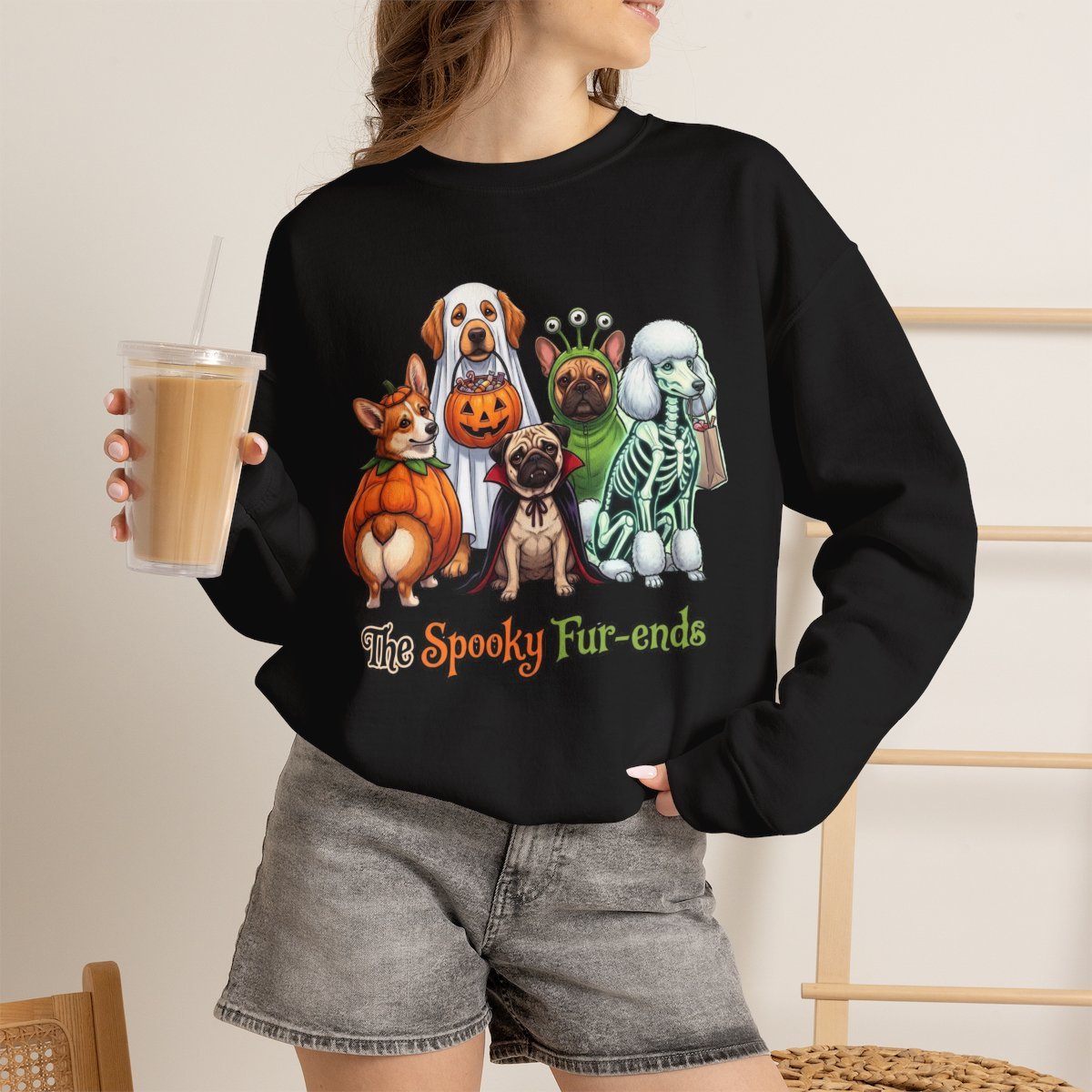 The Spooky Fur-Ends Halloween Dog Sweatshirt for Pet Lovers Black