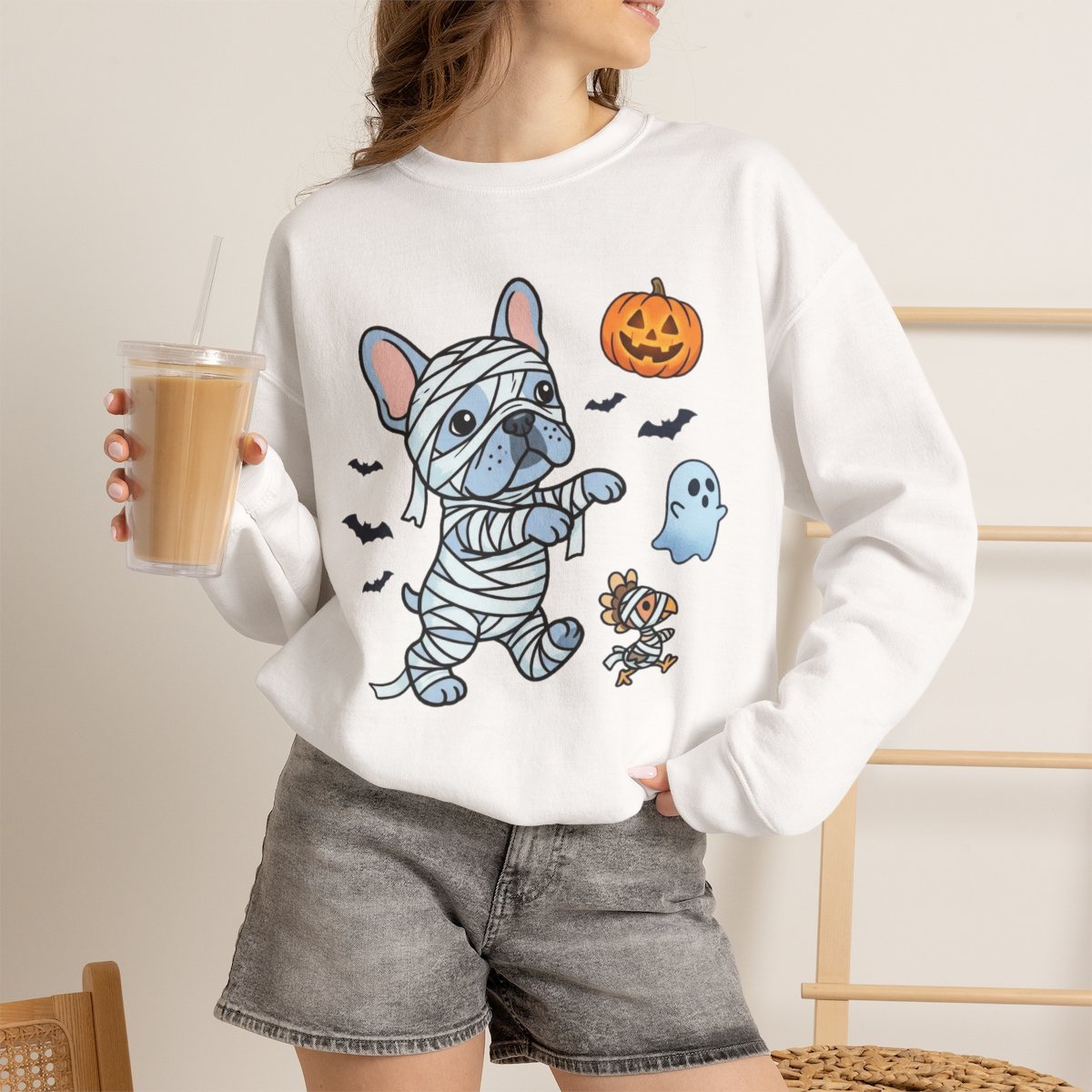 ksw0il-3.jpg Mummy French Bulldog Halloween Unisex Sweatshirt Cute Pet Gift White