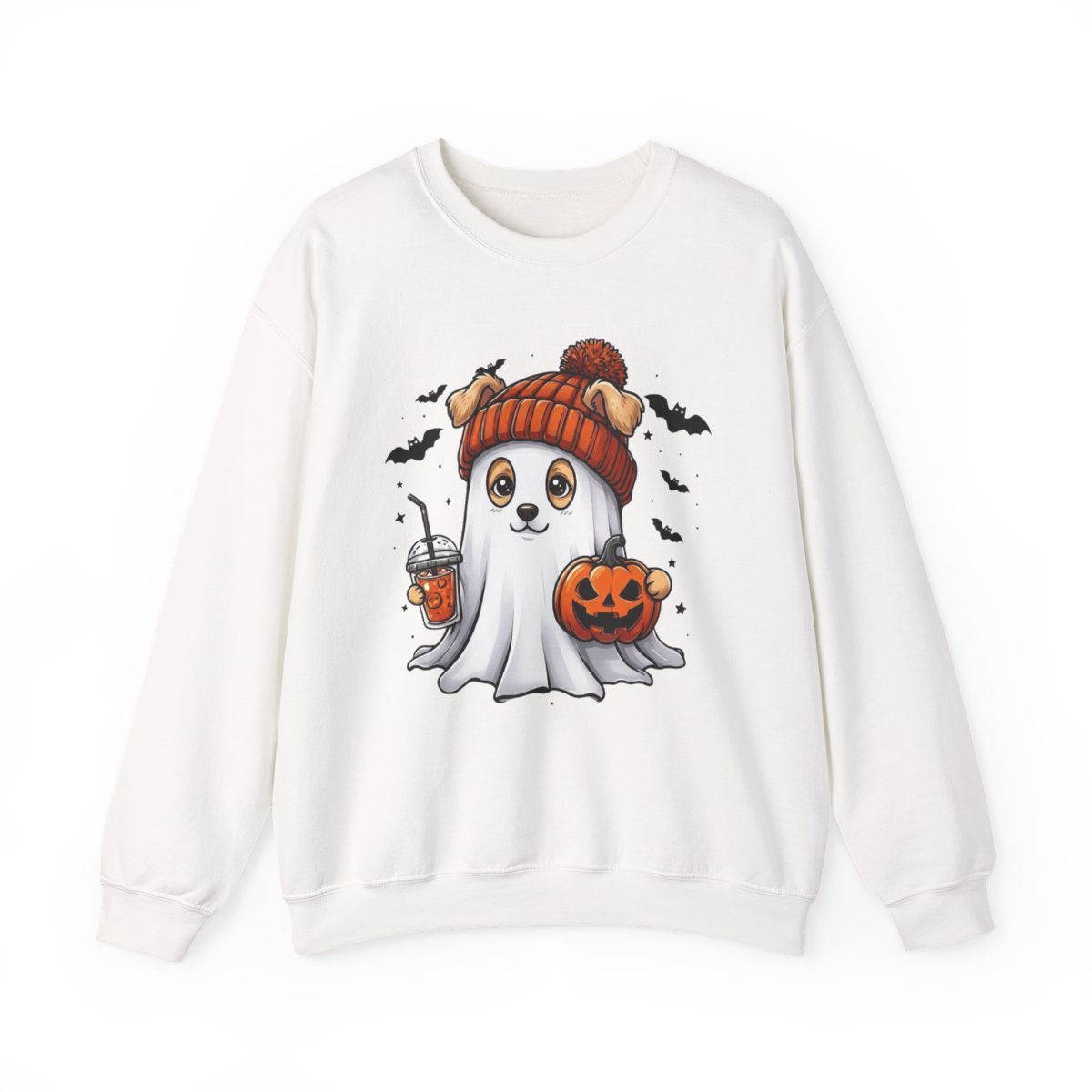 Cute Ghost Dog Halloween Sweatshirt for Pet Lovers Detail