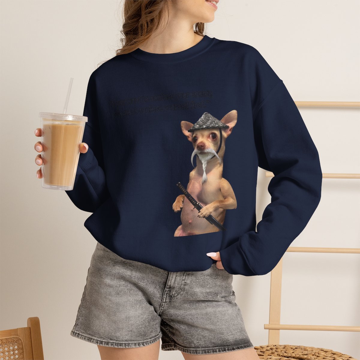 Funny Dog Sensei Unisex Sweatshirt Cute Pet Lover Apparel Gift Navy