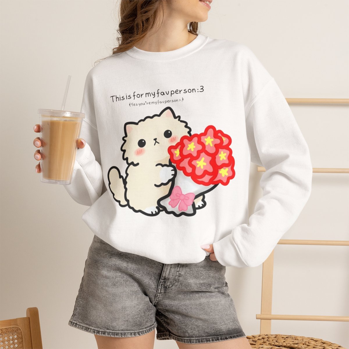 Cute Cat Bouquet Unisex Sweatshirt | Cozy Graphic Apparel for Cat Lovers White