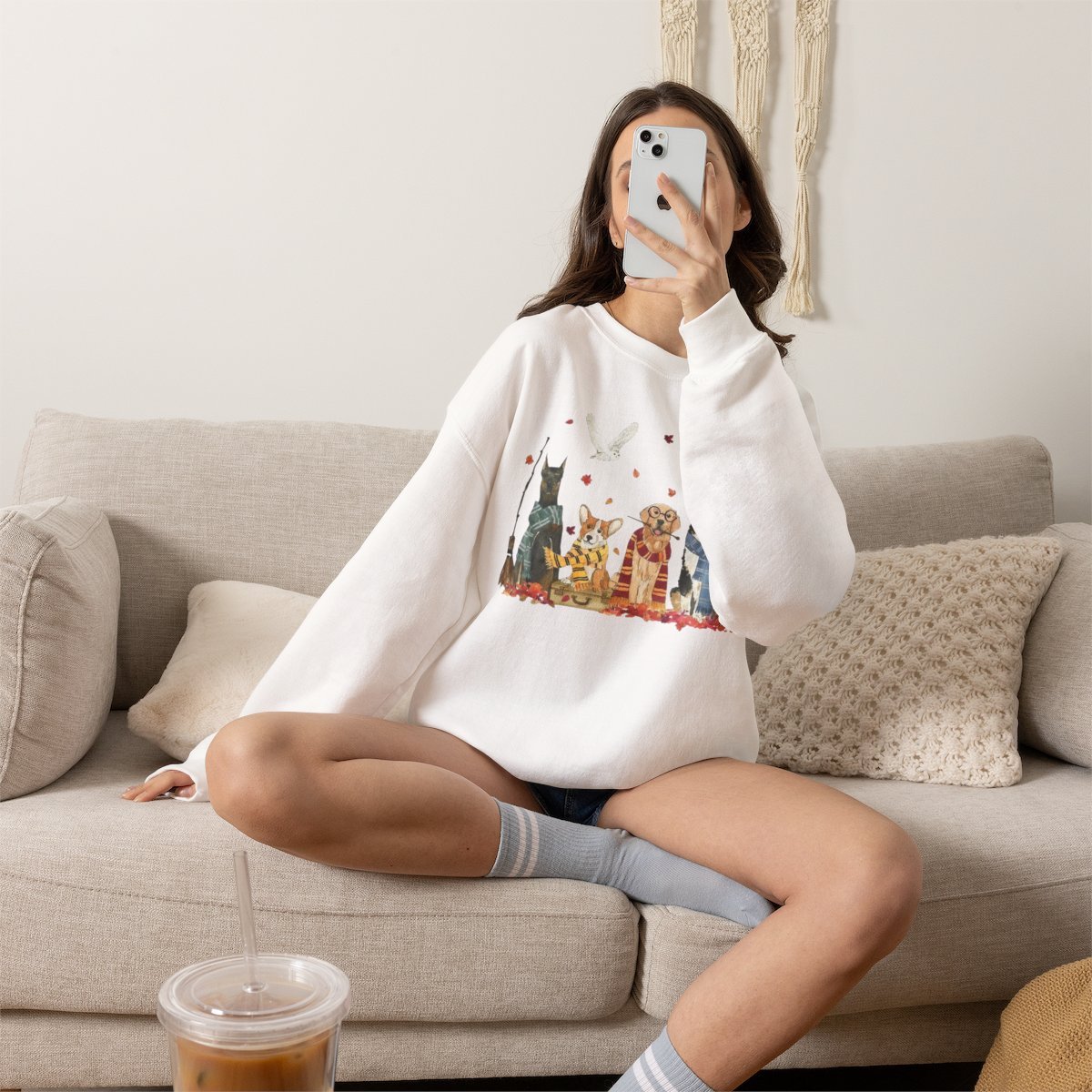 Unisex Wizard Dog Sweatshirt - Cozy Magic School Pup Crewneck for Dog Lovers Detail