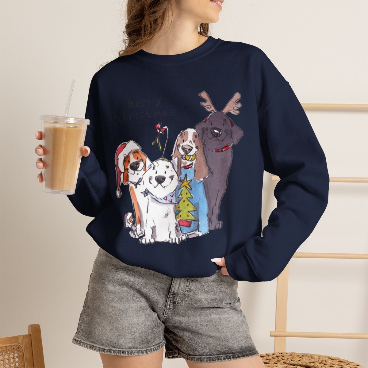 Unisex Festive Christmas Dog Sweatshirt for Pet Lovers | Holiday Apparel Navy