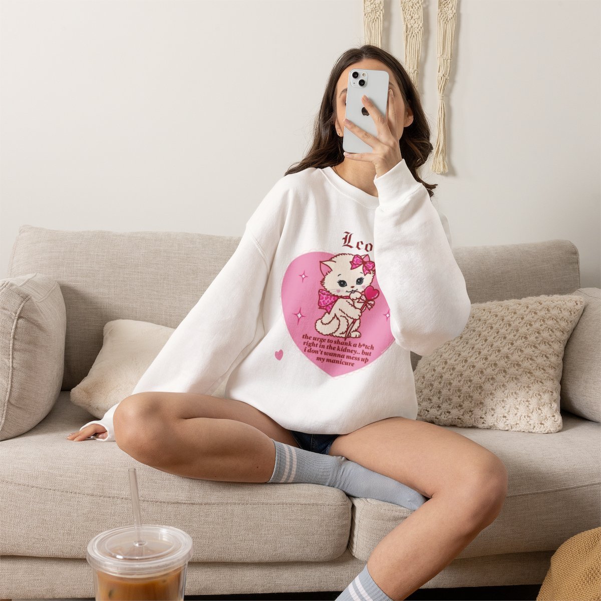 Unisex Funny Cat Meme Sweatshirt Kawaii Grunge Aesthetic Gift Detail