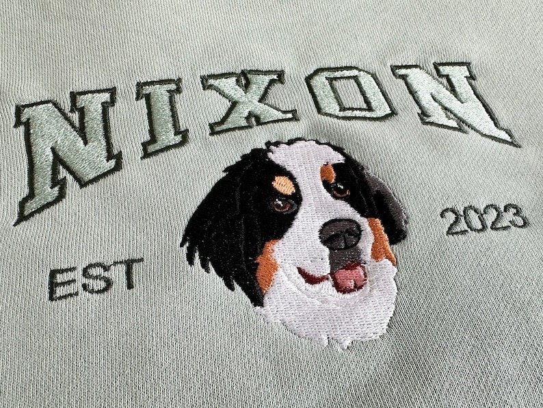 Unisex Custom Dog Hoodie Embroidered Dog Name, Personalized Pet Face Sweatshirt from Your Photo, Varsity Sweatshirt,Gifts for Dog Lover Sand