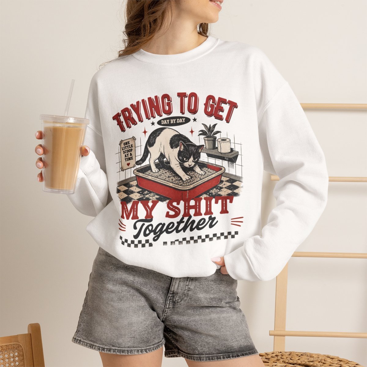 67vvco.jpg Unisex Funny Cat Sweatshirt - Cat Lover Gift & Cute Pet Pun Apparel White