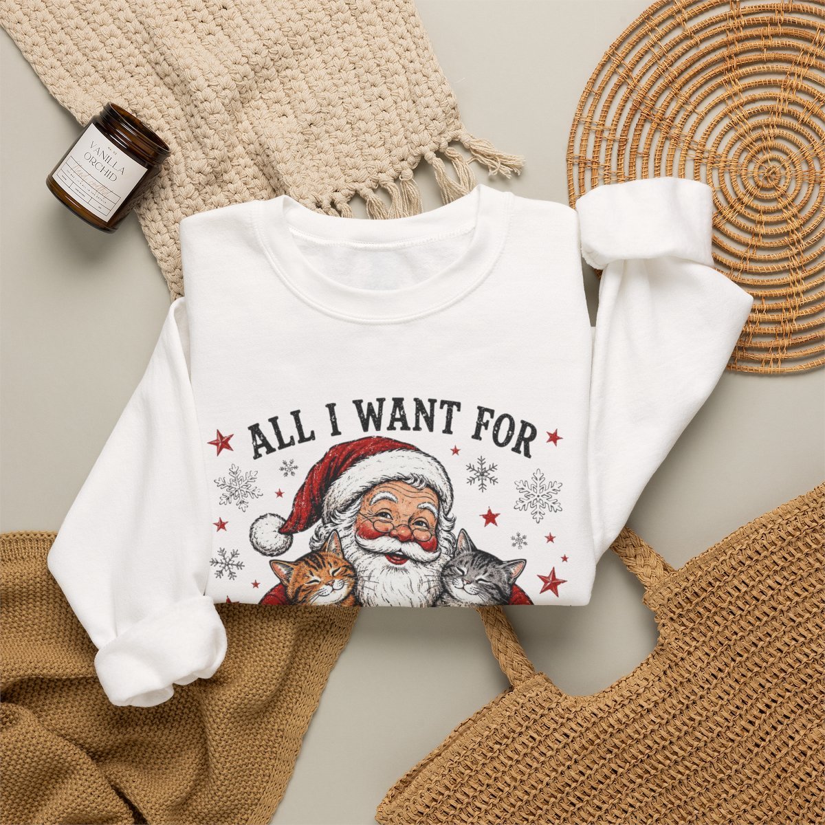 All I Want For Christmas Is Cats Unisex Sweatshirt | Cute Cat Lover Holiday Gift Detail