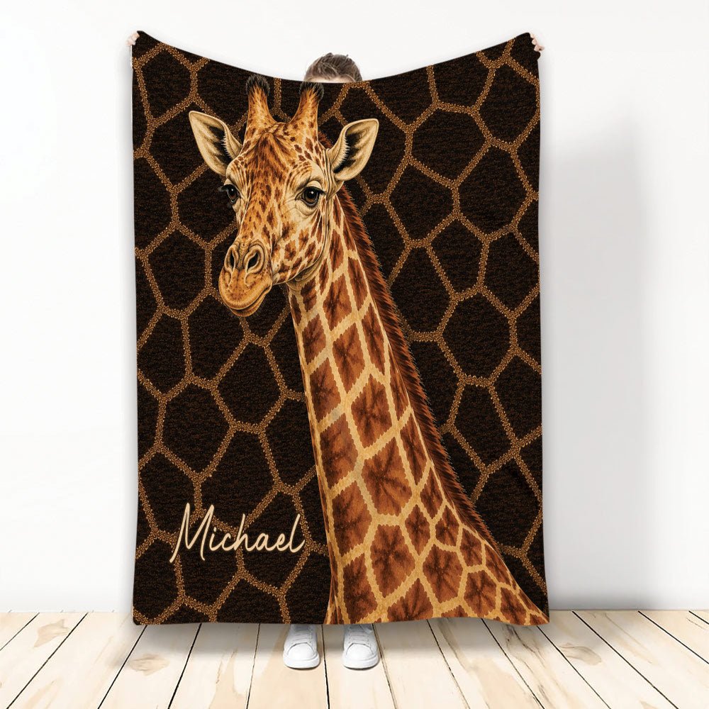 Custom Giraffe Throw Blanket, Wildlife Bedroom Decor