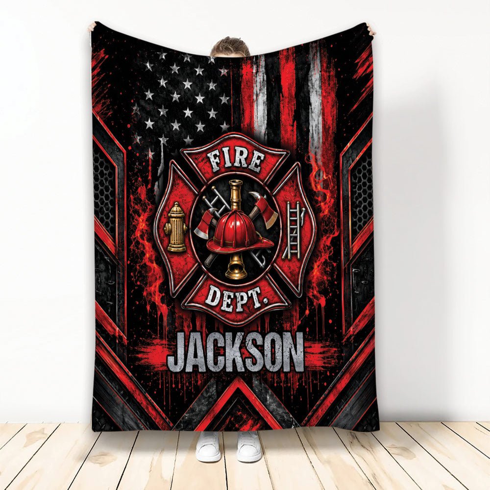 Custom Firefighter Throw Blanket, Fire Service Design