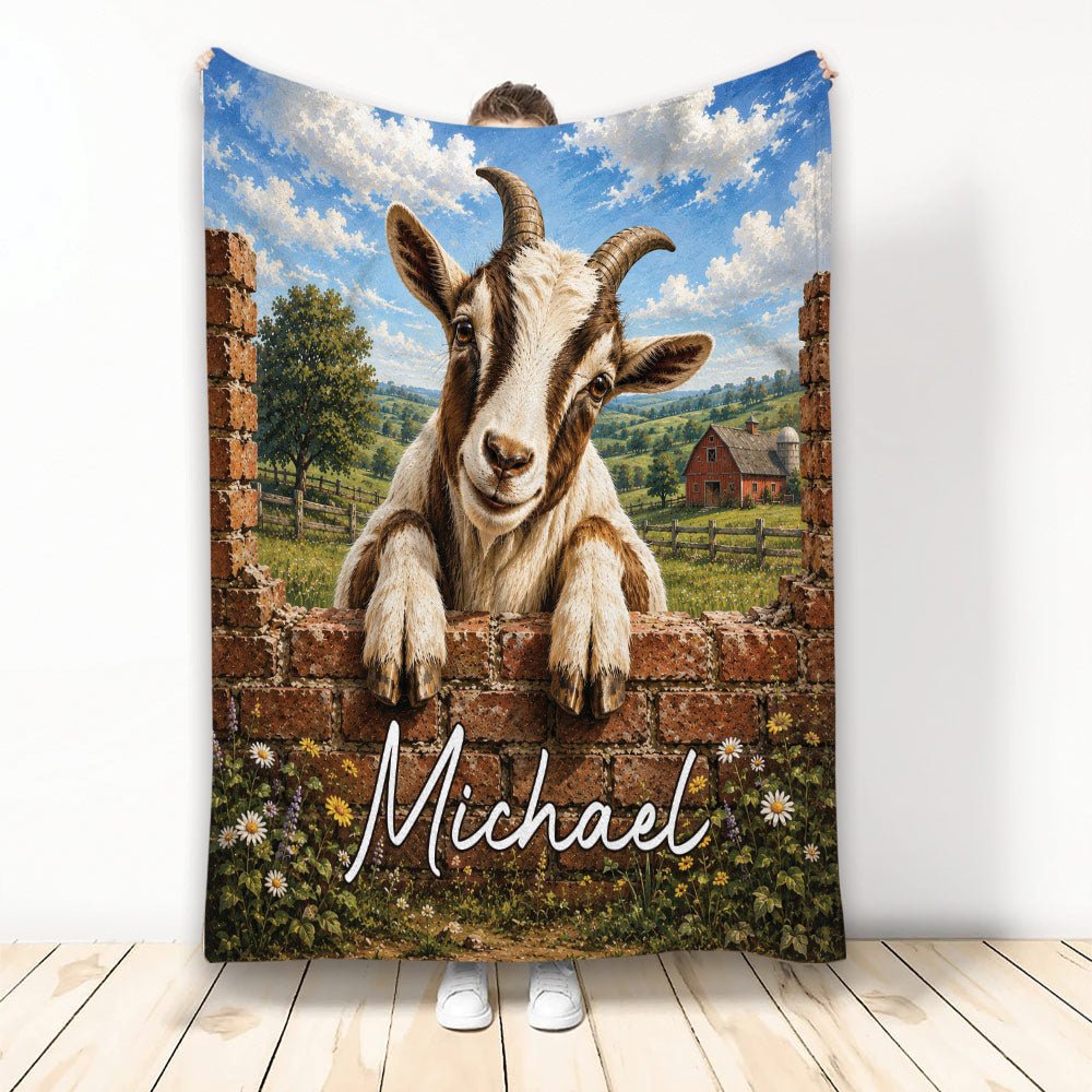 Custom Goat Throw Blanket, Rustic Farmhouse Design