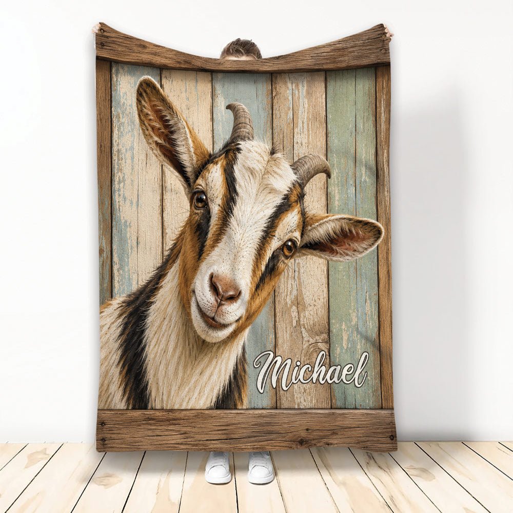 Custom Goat Throw Blanket, Rustic Farmhouse Design