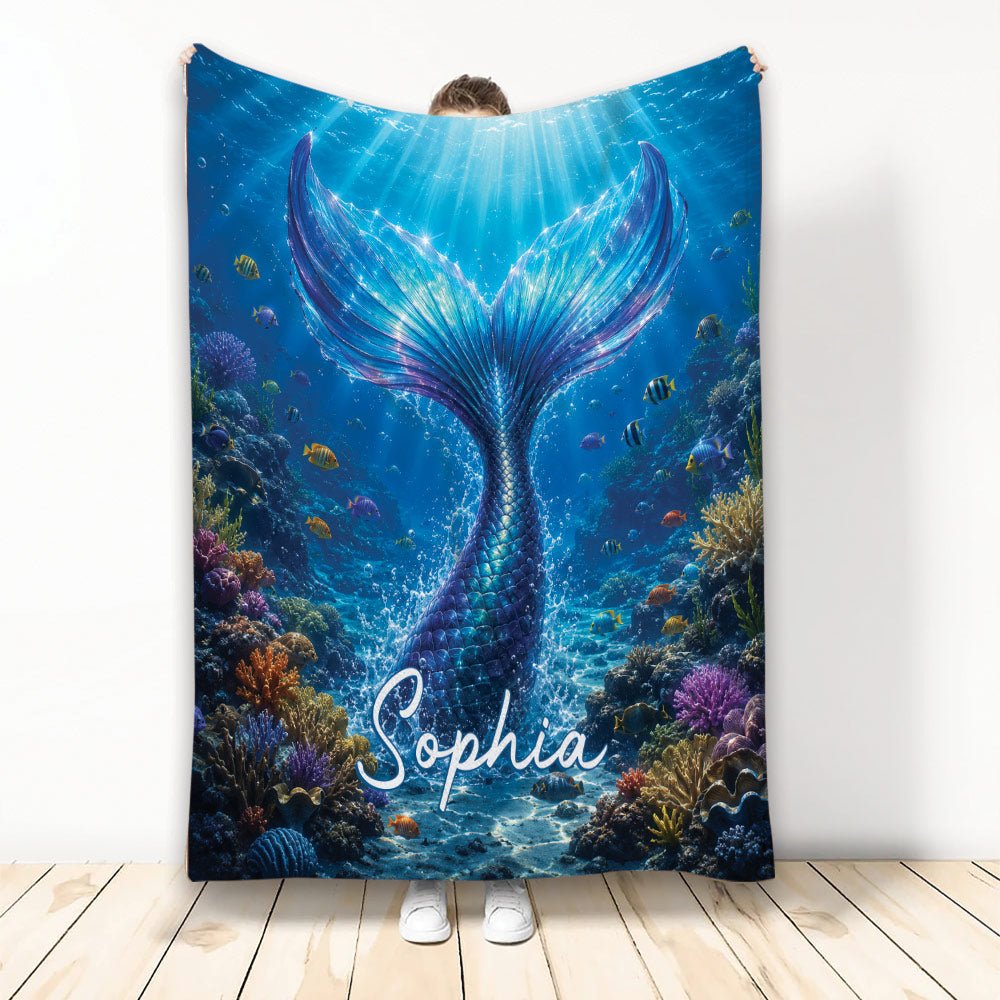 Custom Mermaid Throw Blanket, Underwater Fantasy Design