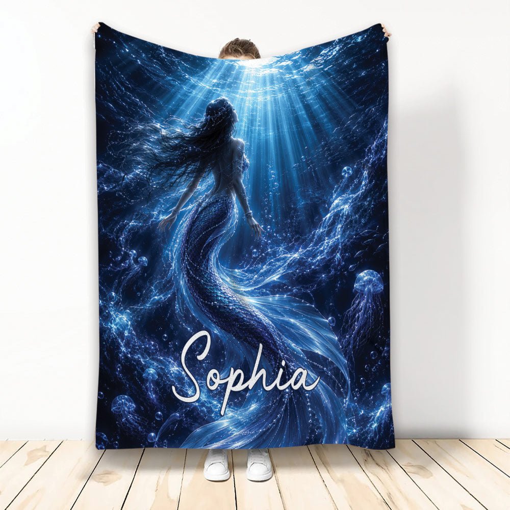 Custom Mermaid Throw Blanket, Underwater Fantasy Design