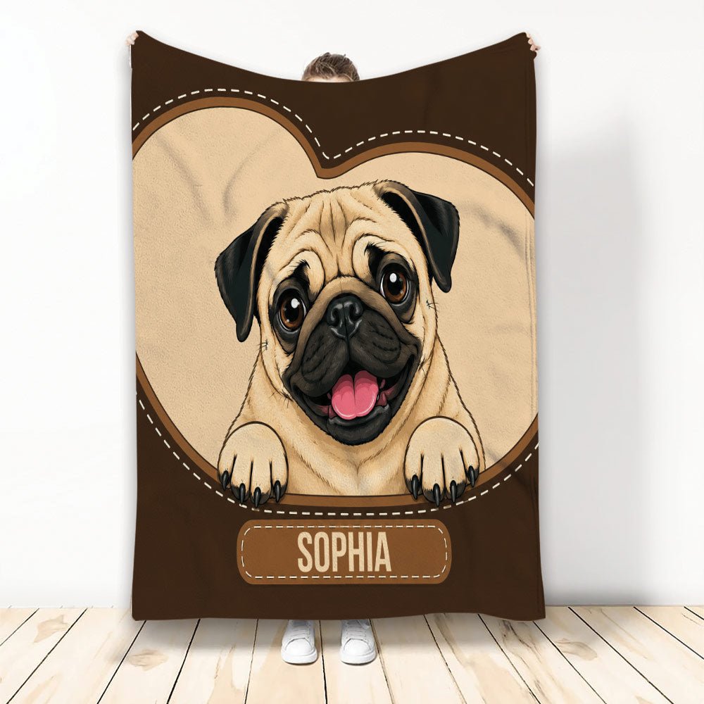Custom Pug Throw Blanket, Cute Dog Design