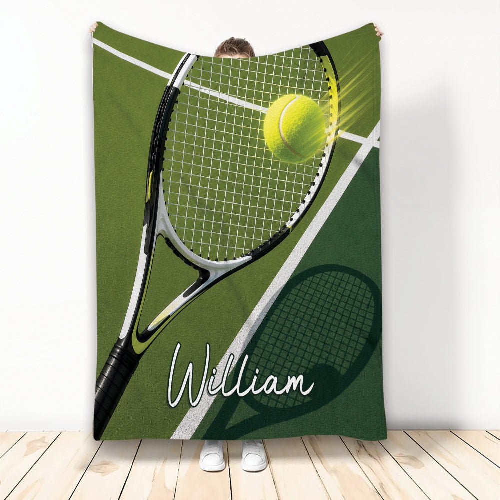 Custom Tennis Throw Blanket, Racquet Court Design
