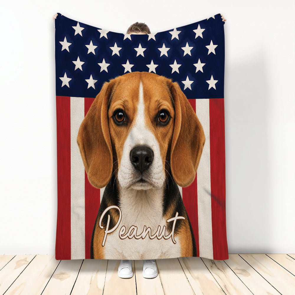 Custom Beagle Throw Blanket, Patriotic Dog Design