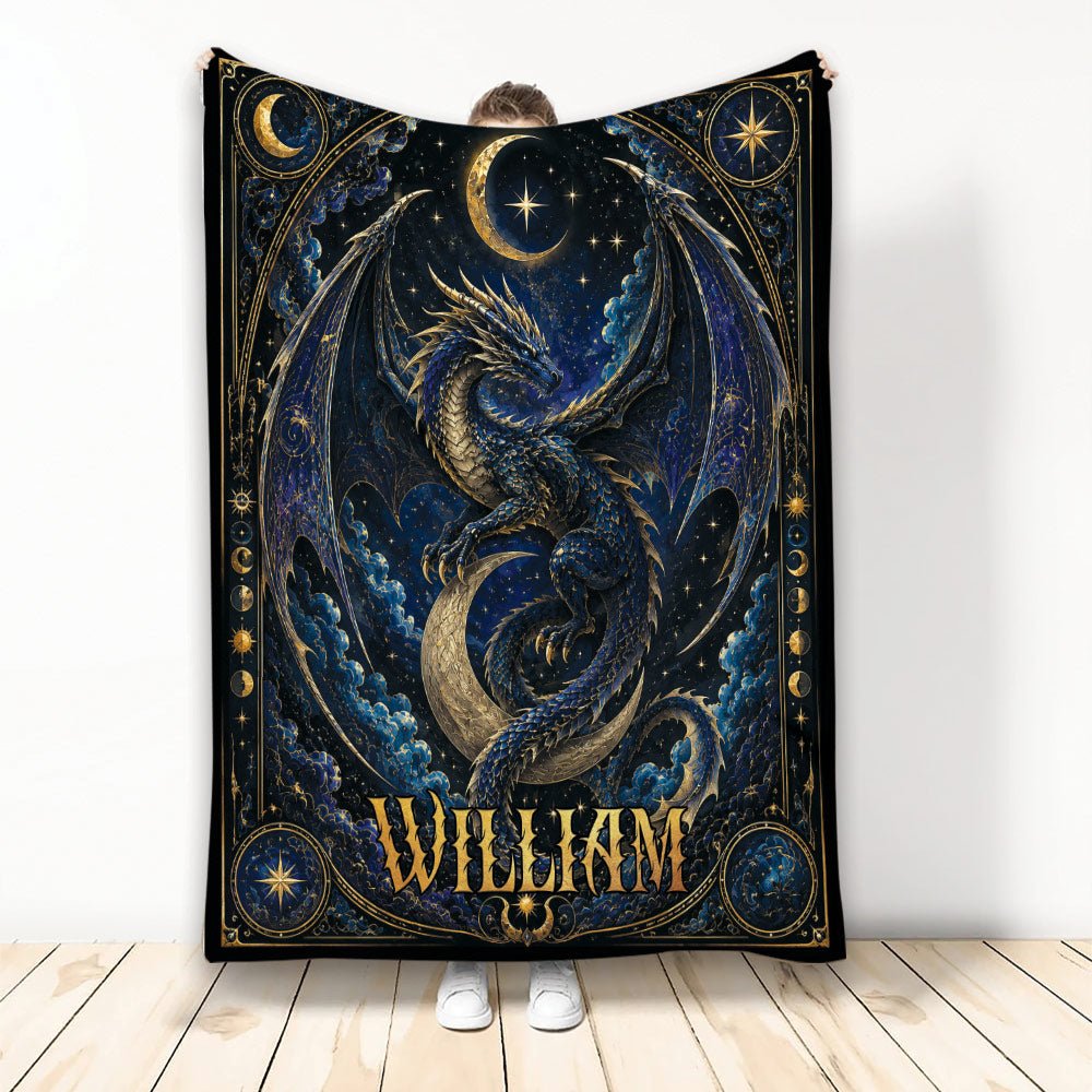 Custom Dragon Throw Blanket, Celestial Fantasy Design