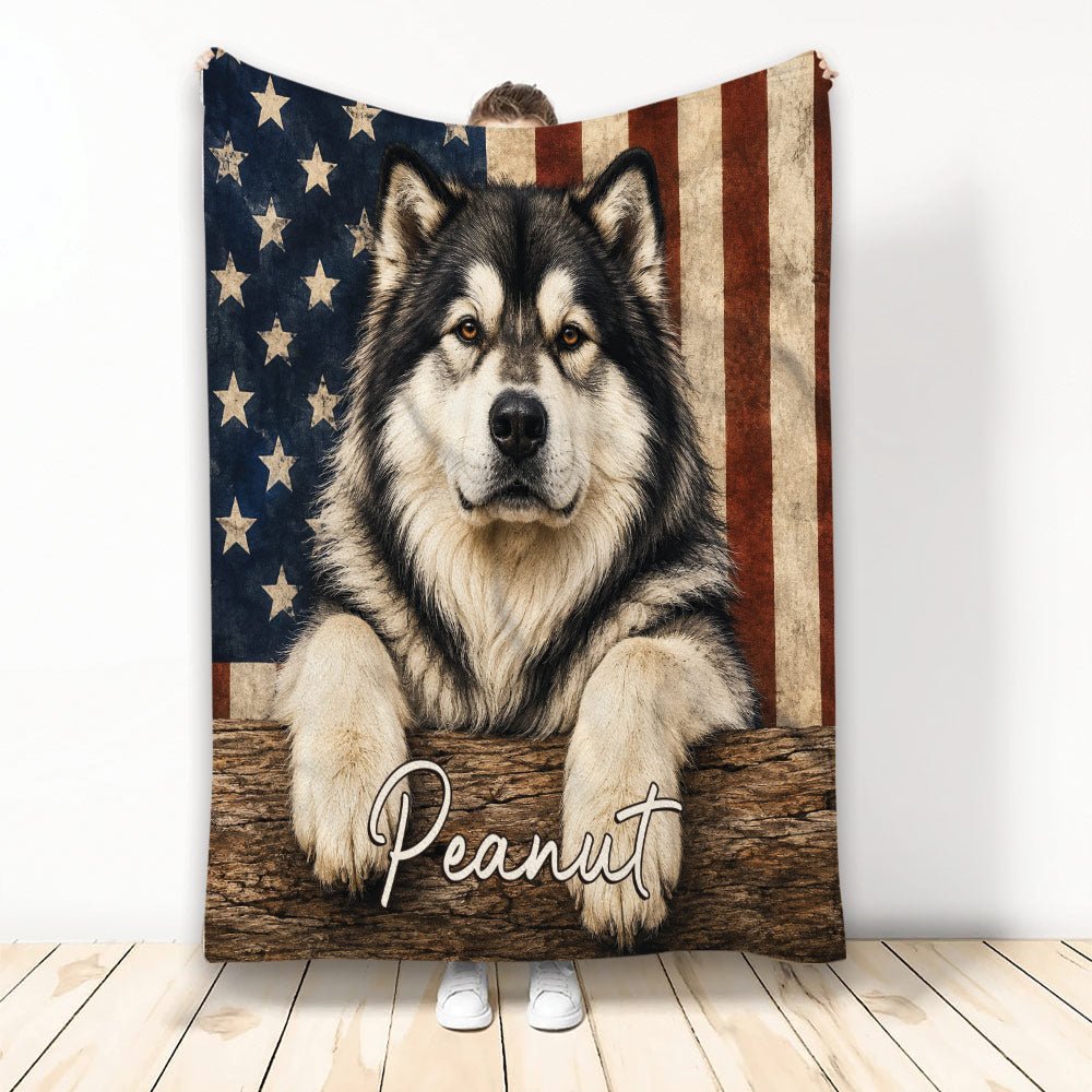 Custom Alaskan Malamute Throw Blanket, Dog Lover Decor