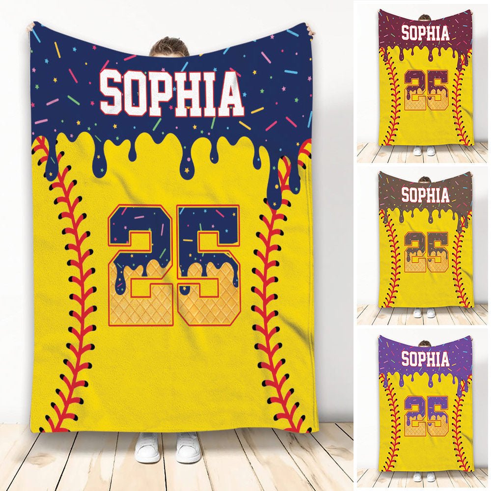 Custom Softball Throw Blanket, Player Gift & Sports Decor