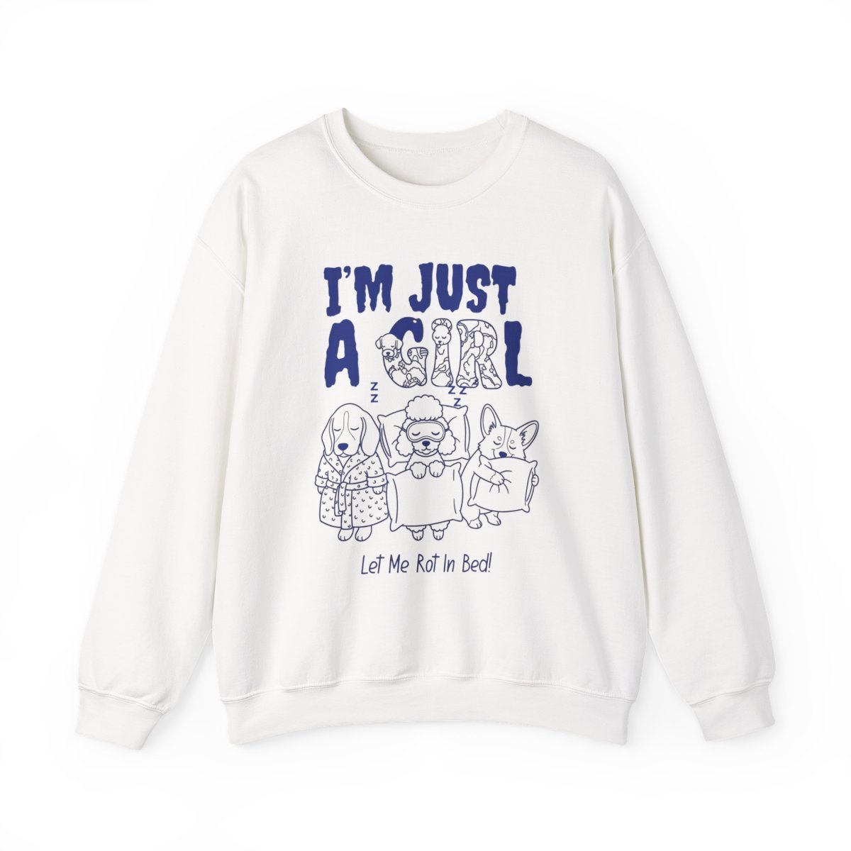 Unisex Funny Dog Lover Sweatshirt - Cute Cozy Sleeping Puppy Lounge Crewneck Detail