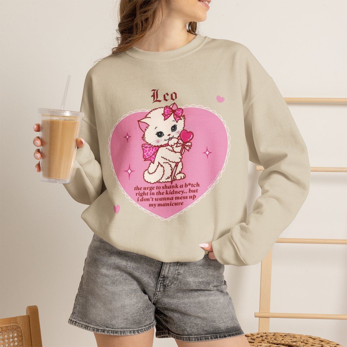 Unisex Funny Cat Meme Sweatshirt Kawaii Grunge Aesthetic Gift Sand