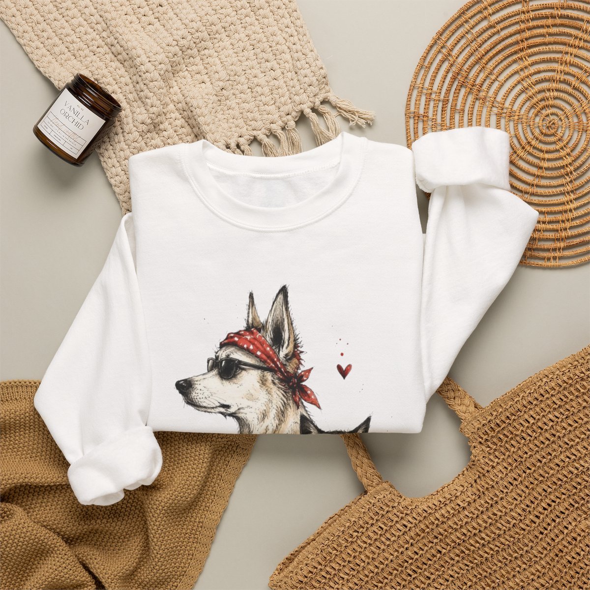 Unisex Cool Dog and Cat Best Friends Graphic Sweatshirt - Cute Pet Lover Gift Detail