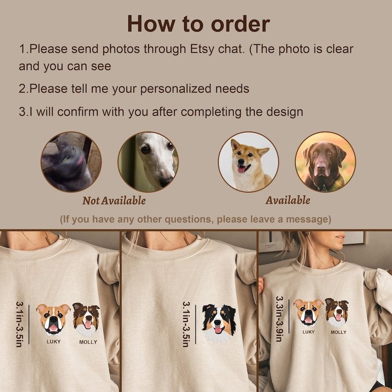 Unisex Embroidered Pet Sweatshirt for Women,Custom Dog Face Embroidered Sweatshirt,Custom Pet Hoodie,Gift for Pet Lovers,Mother's Day Gift 2026 Detail