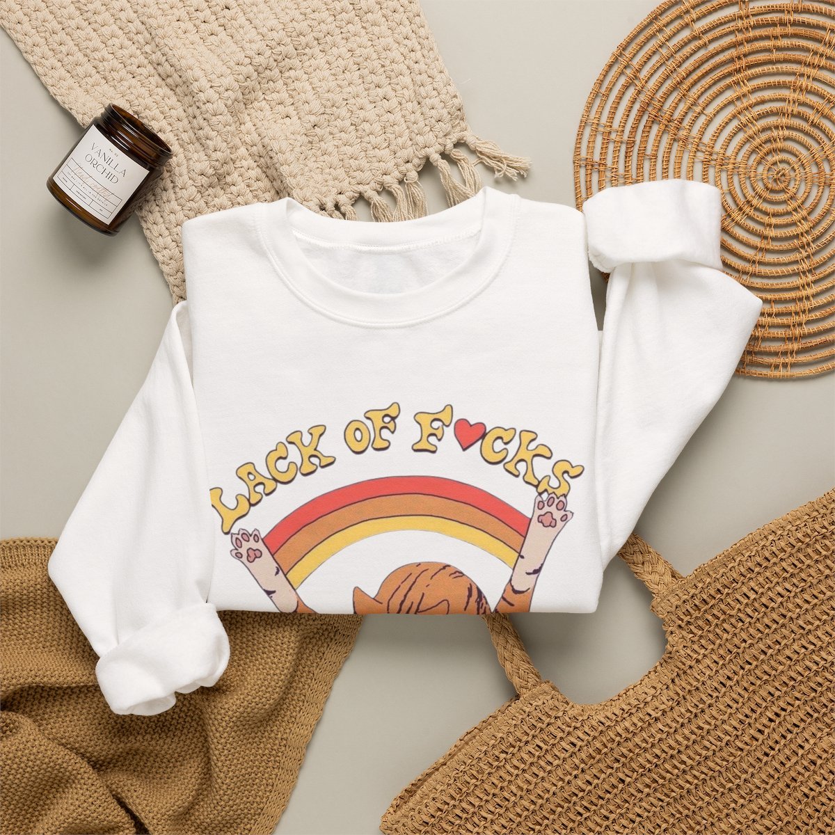 Funny Orange Cat Graphic Unisex Sweatshirt Cute Pet Lover Gift Detail