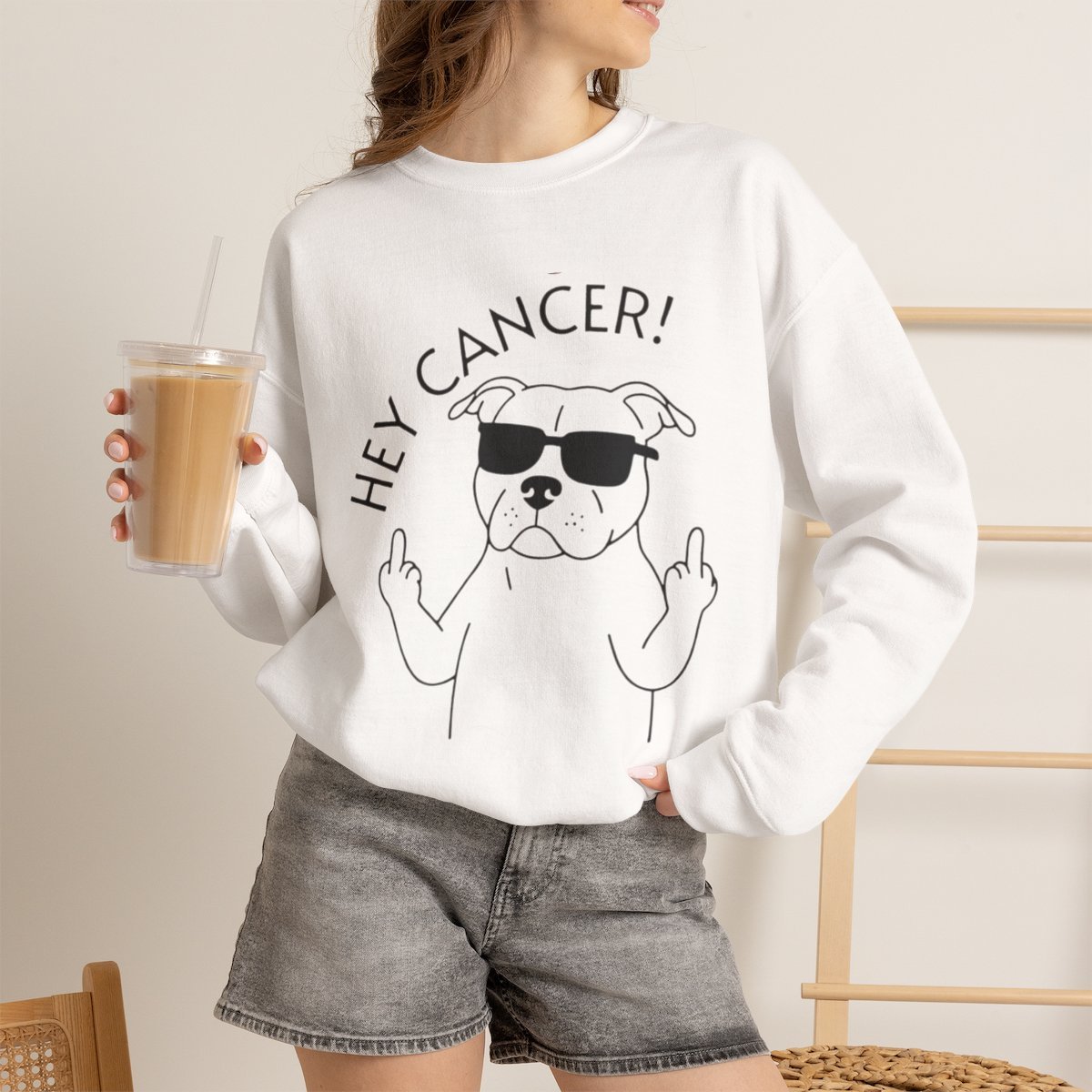 epo3sb.jpg Funny Dog Anti-Cancer Unisex Sweatshirt | Pet Lover Graphic Apparel White