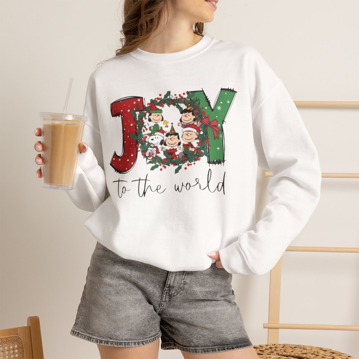 fu34sa.jpg Cozy Unisex Christmas Joy Sweatshirt | Snoopy & Peanuts Holiday Crewneck White