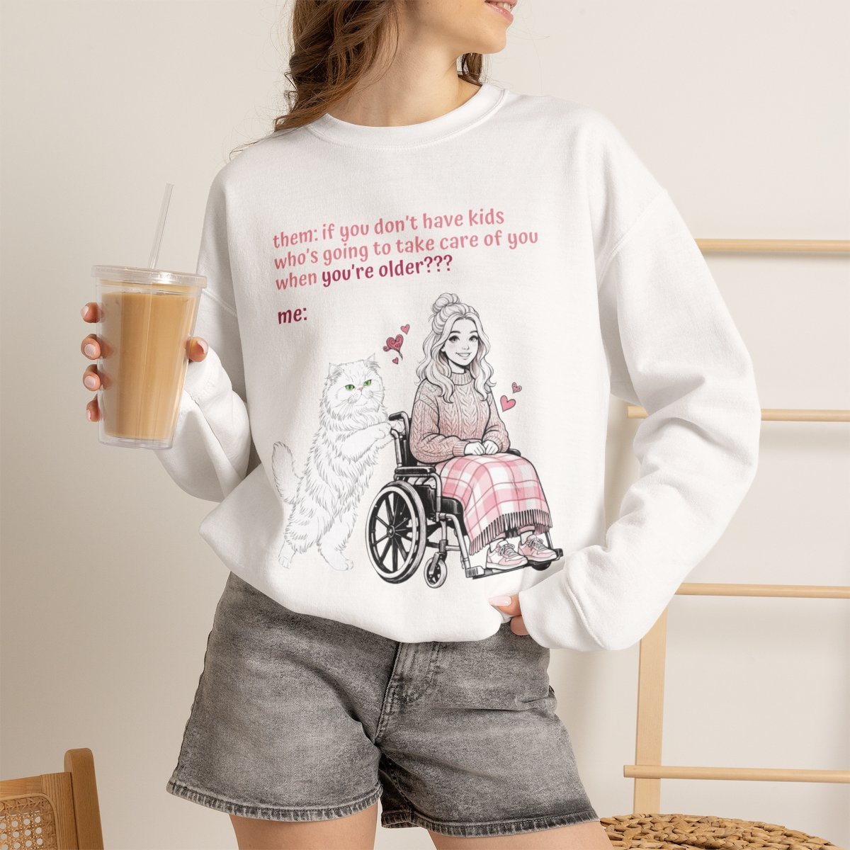 gbtj2w.jpg Funny Cat Mom Unisex Sweatshirt | Cute Pet Lover Gift Idea White
