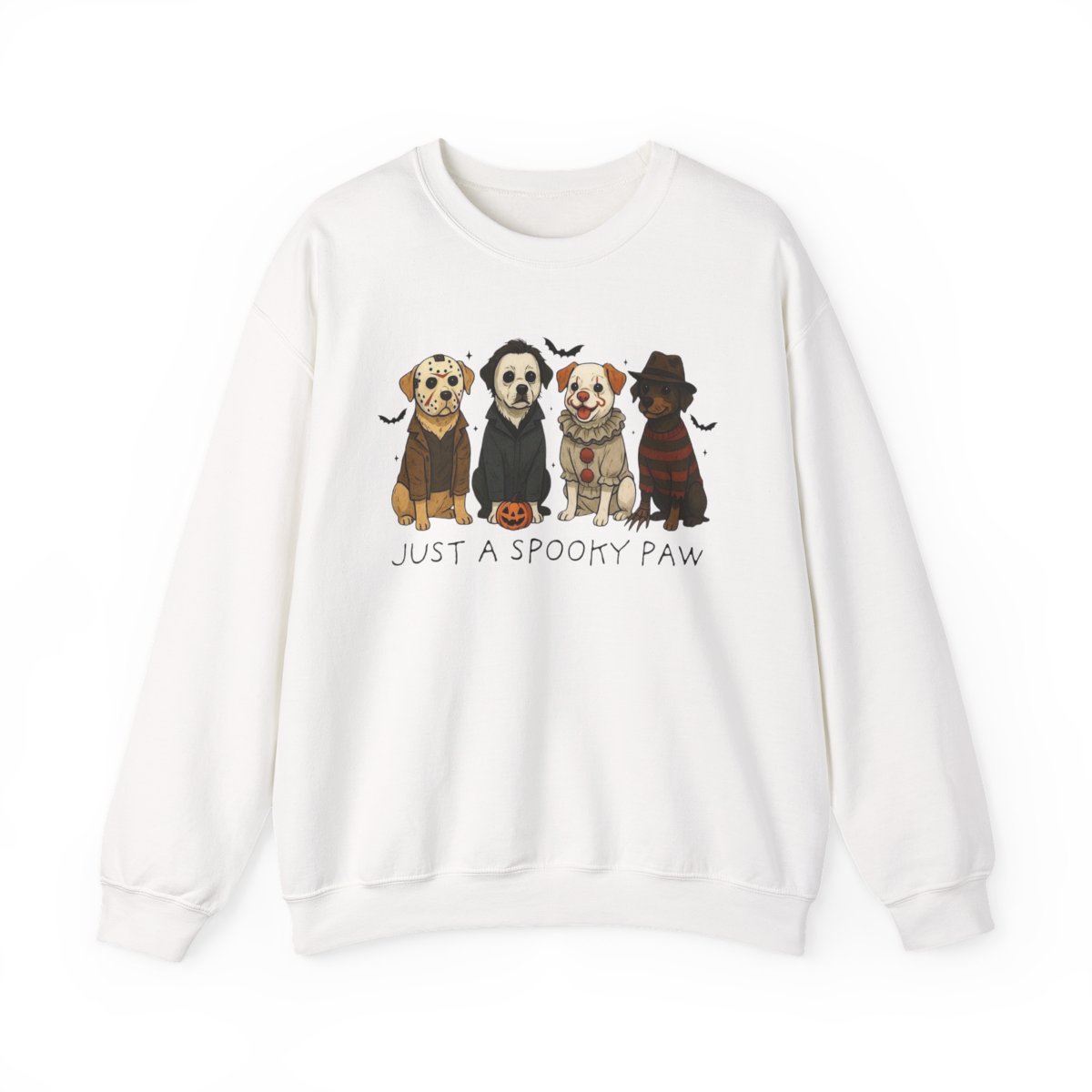 Unisex Halloween Dog Sweatshirt | Cute Horror Movie Fan Cozy Crewneck Detail