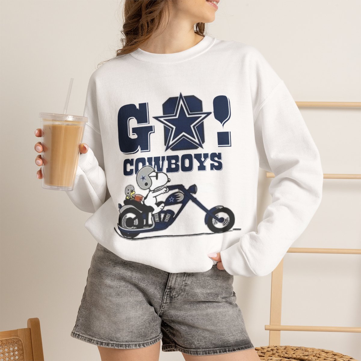 hhwrge.jpg Cute Game Day Dog Motorcycle Sweatshirt - Unisex Football Fan Gift White