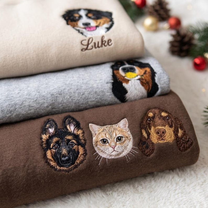 Unisex Custom Pet Hoodie from Photo, Embroidered Pet Keepsake, Birthday Gift For Couple Sport Grey