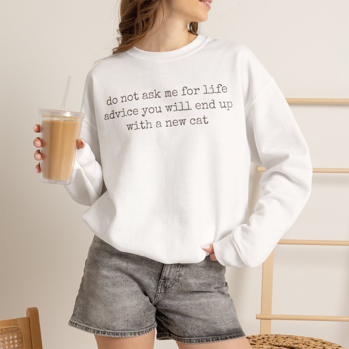 Funny Cat Lover Unisex Sweatshirt - Cozy Gift For Cat Owners White