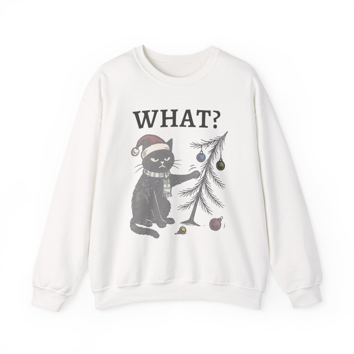 Unisex Funny Black Cat Christmas Sweatshirt | Cute Holiday Gift for Cat Lovers Detail