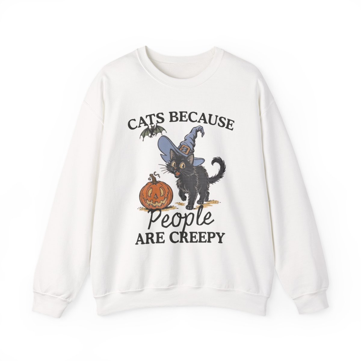 Unisex Cute Black Cat Witch Halloween Sweatshirt For Cat Lovers Detail