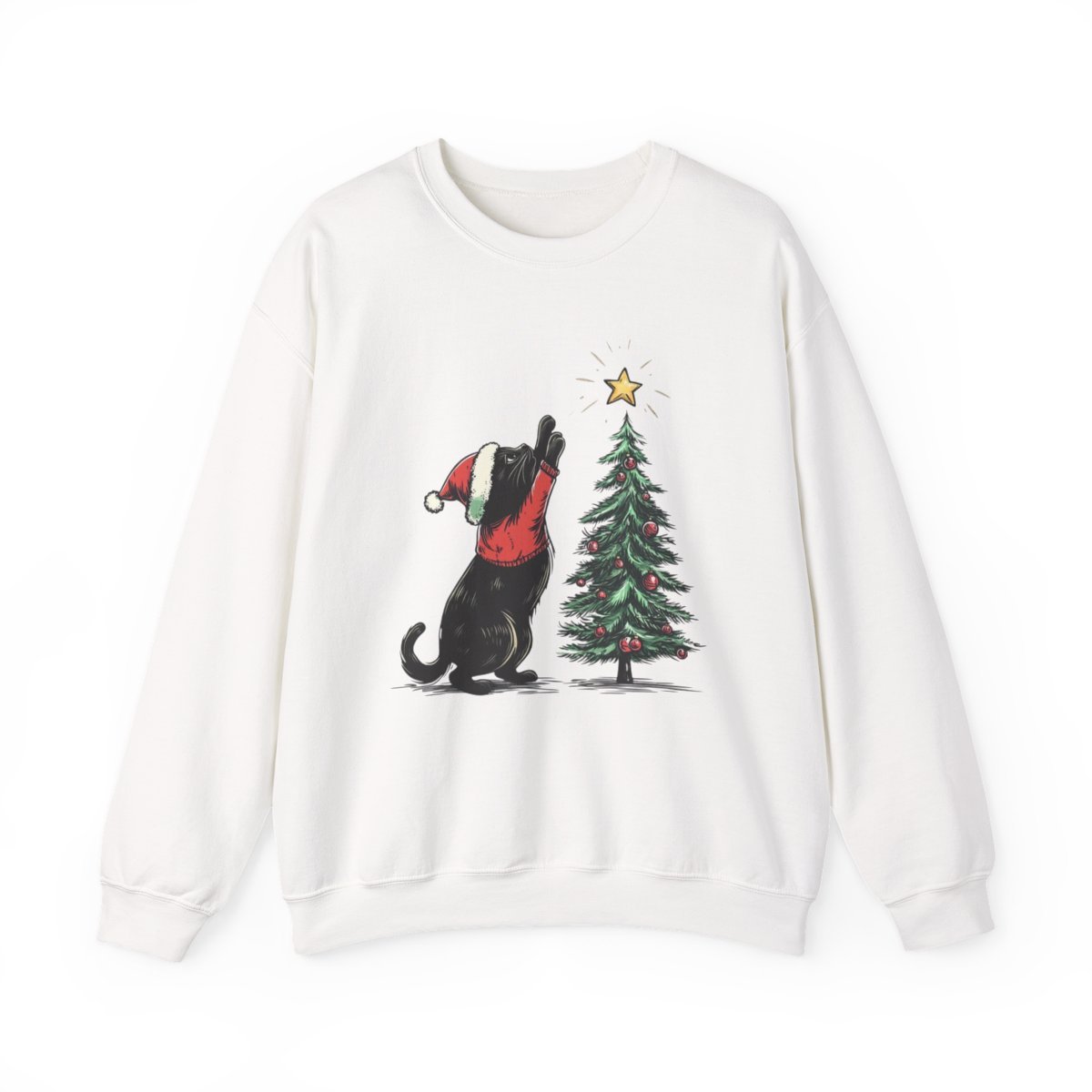 Unisex Cute Black Cat Christmas Sweatshirt | Cozy Holiday Gift for Cat Lovers Detail