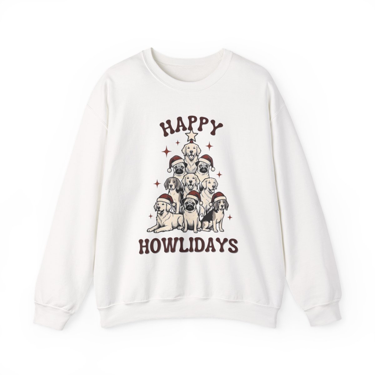 Cute Dog Lover Christmas Tree Unisex Sweatshirt | Happy Howlidays Holiday Gift Detail
