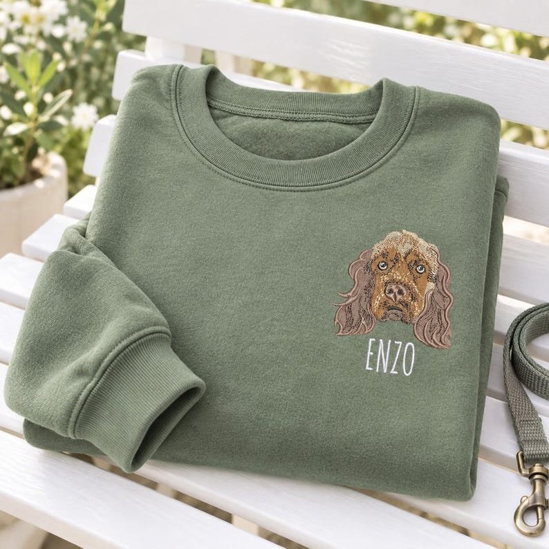 Unisex Custom Embroidered Pet Sweatshirt, Personalized Pet Face Sweatshirt from Your Photo, Gifts for Dog Lover Detail