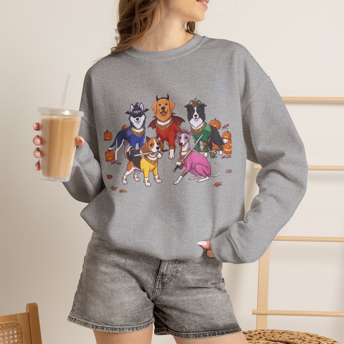 Spooky Dog Halloween Unisex Sweatshirt for Pet Lovers Sport Grey