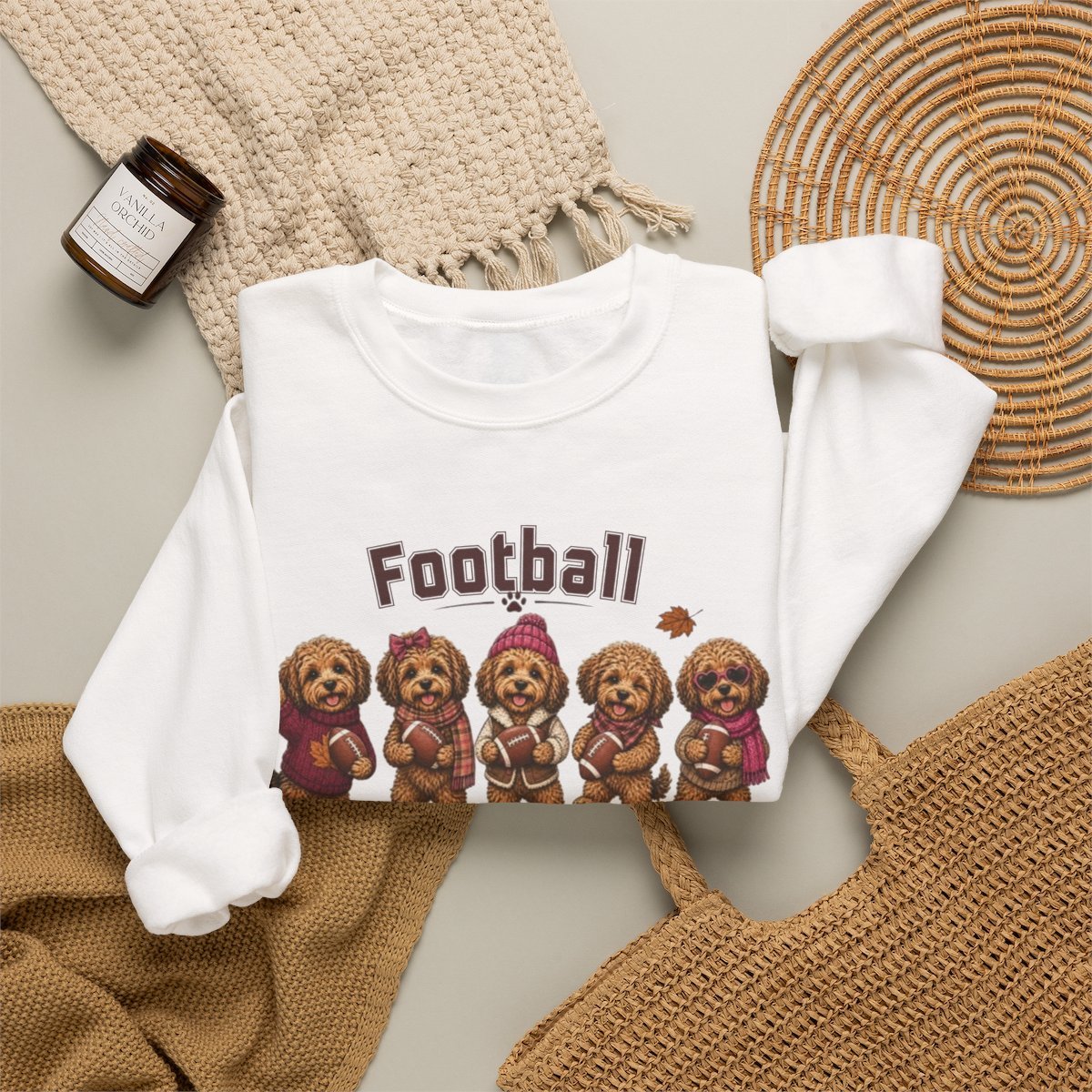 Unisex Cute Dog Football Sweatshirt for Autumn & Fall Pet Lovers Detail
