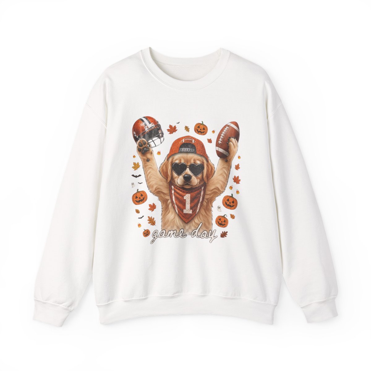 Cute Golden Retriever Football Halloween Sweatshirt for Dog Lovers Detail