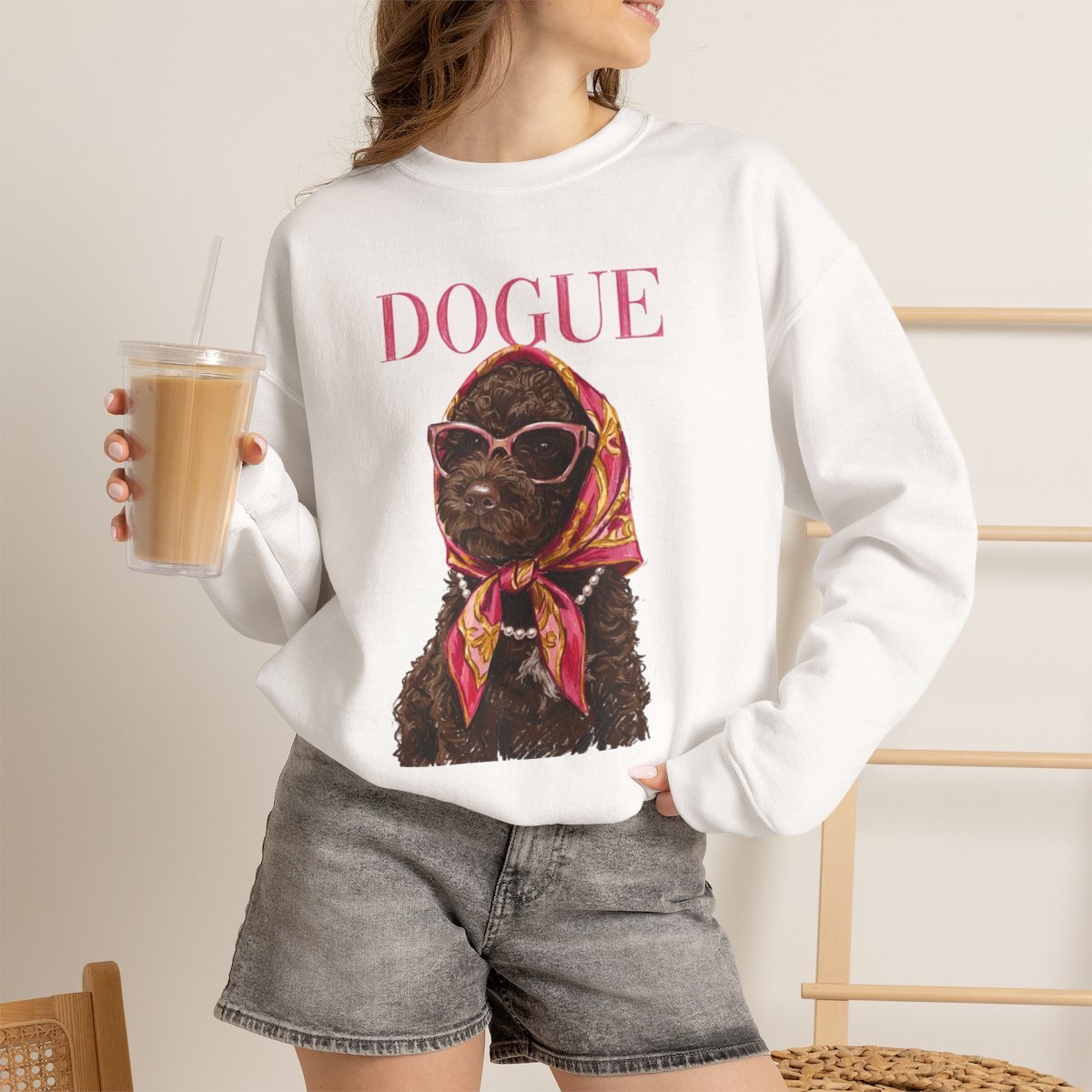 v3r3ra.jpg Funny Dogue Fashion Poodle Unisex Sweatshirt | Cozy Dog Lover Gift White